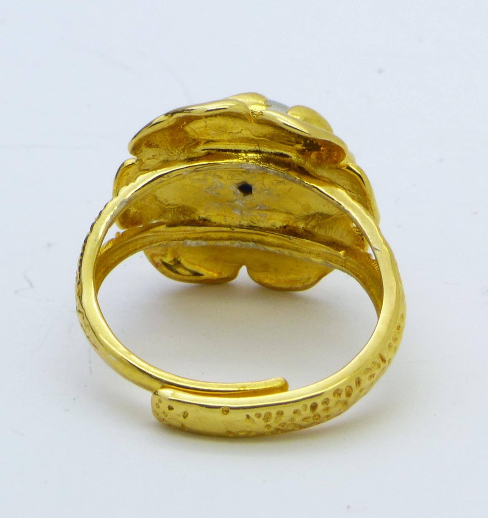 Mood Ring Gold Rose 10mm Mood Stone Ring, adjustable - Vintage Lane Jewelry