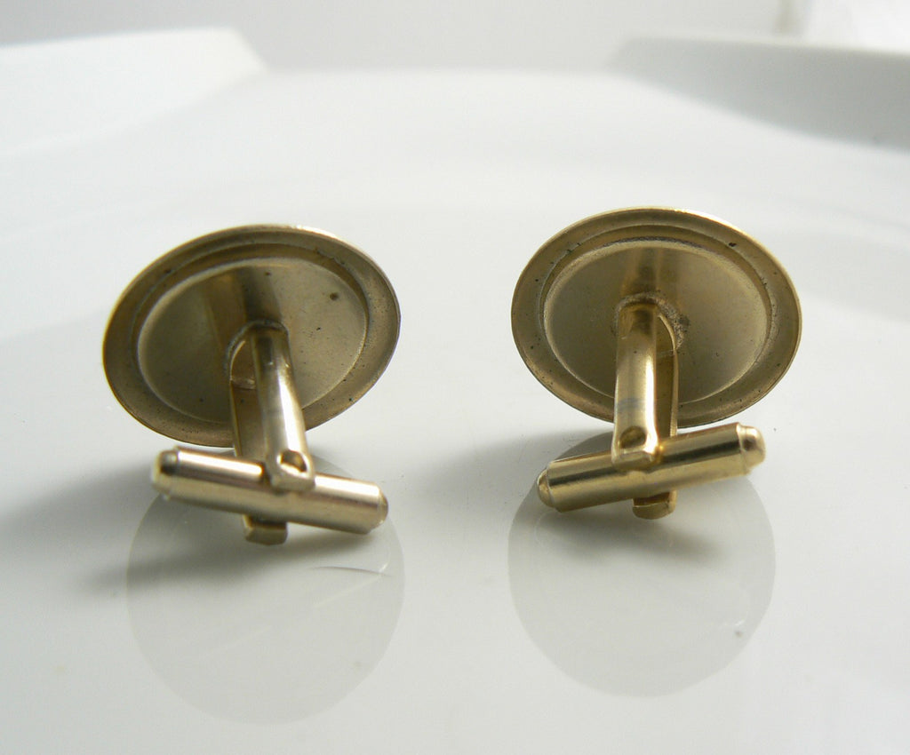 Vintage White Glass and Rhinestone Cuff Links Cufflinks - Vintage Lane Jewelry