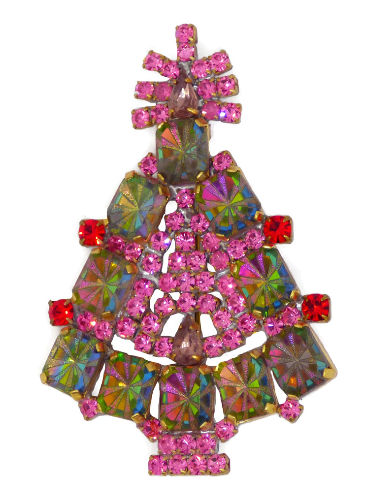 Husar D Czech Glass Christmas Tree Brooches