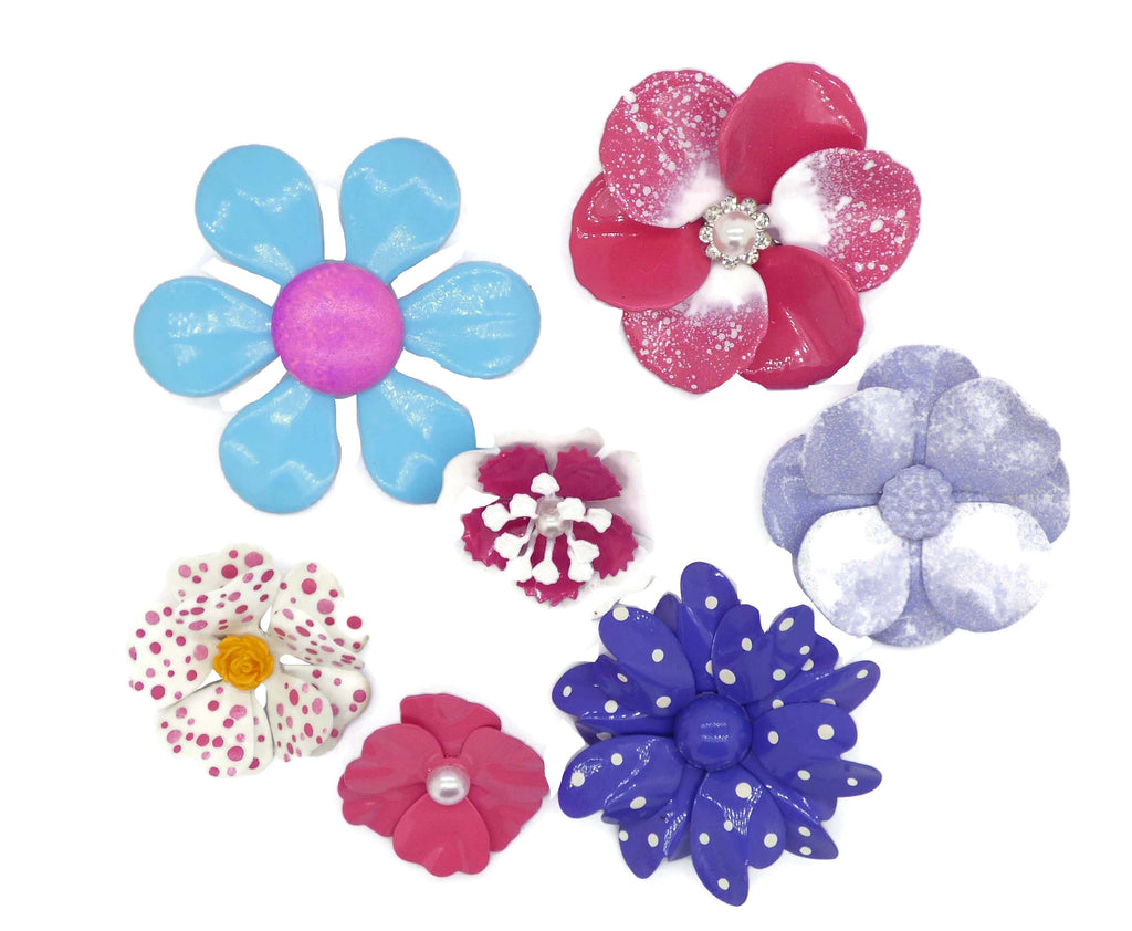 Pretty Enamel Flower Brooches