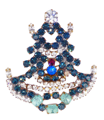 Vintage Garne Jewels Saphiret Rhinestone Brooch