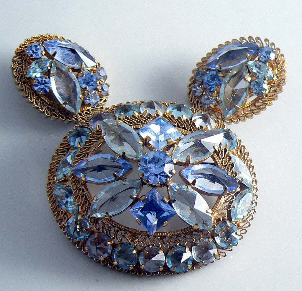 Blue Rhinestone Austrian Demi Parure
