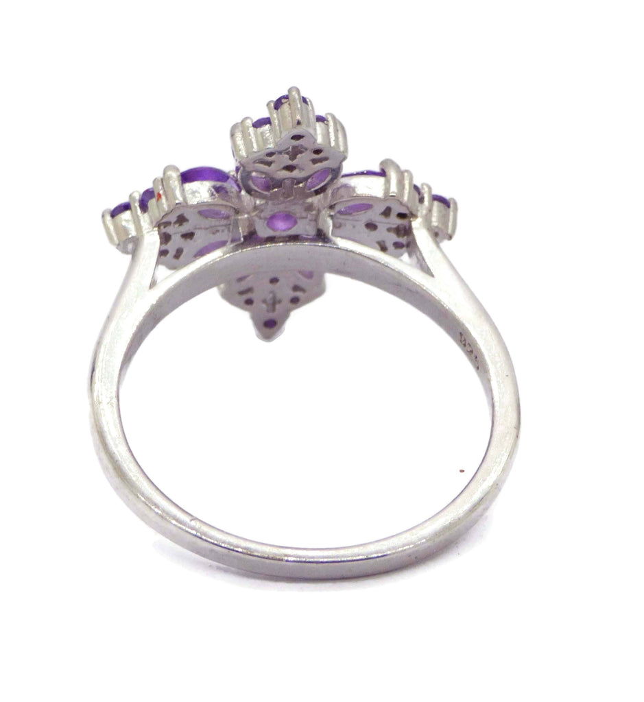 Marquise Amethyst Cross Ring - Vintage Lane Jewelry