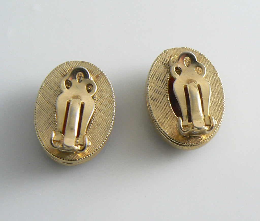 Vintage Resin Cameo Clip Earrings Whiting And Davis - Vintage Lane Jewelry