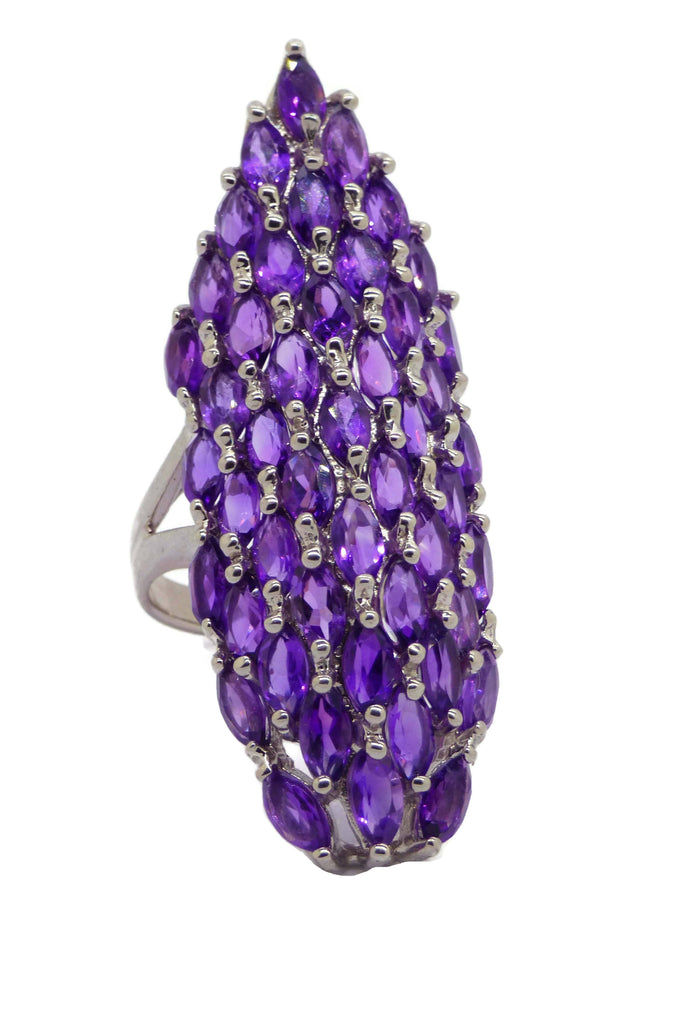 Marquise Amethyst White Gold Plated Ring