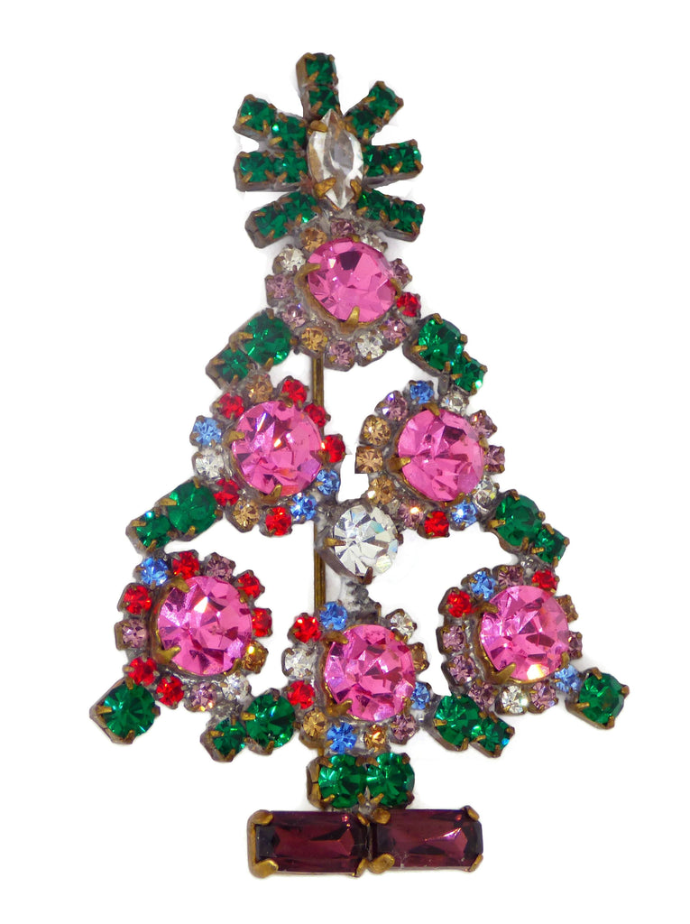 Husar D Pink Christmas Tree Brooch
