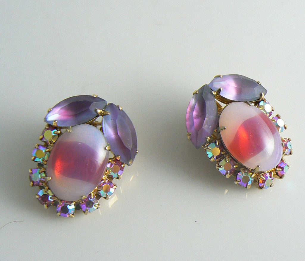 Coro Frosted Art Glass Demi Parure - Vintage Lane Jewelry