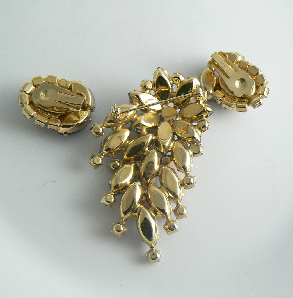 Coro Frosted Art Glass Demi Parure - Vintage Lane Jewelry