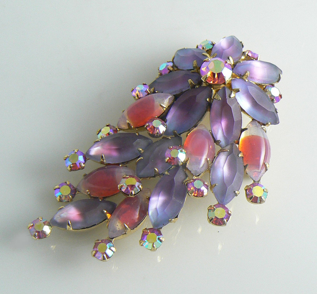 Coro Frosted Art Glass Demi Parure - Vintage Lane Jewelry
