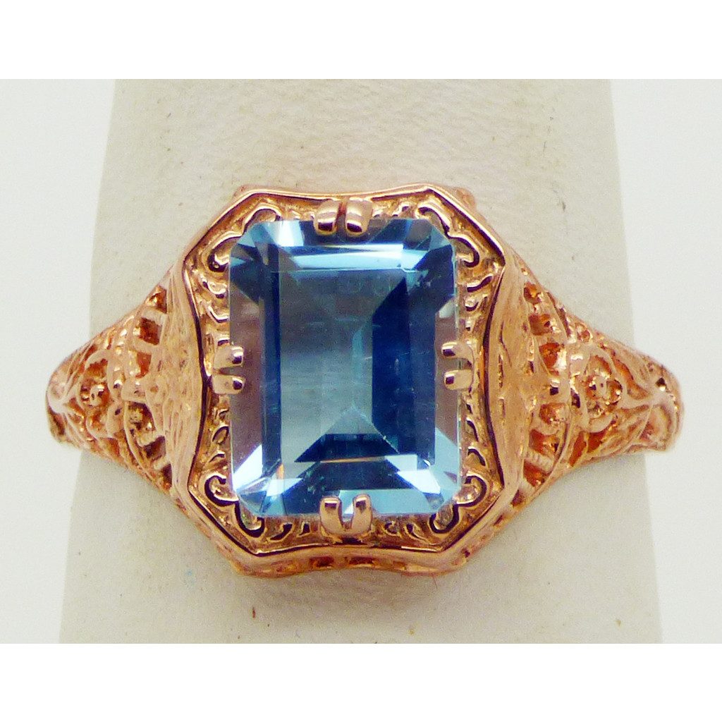 Edwardian Revival Filigree Rose Gold Ring