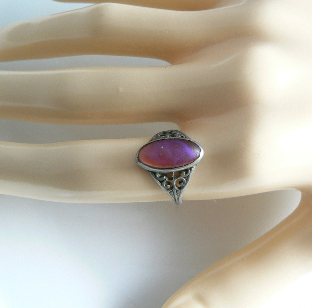 Antique Art Nouveau Sterling Silver Dragons Breath Filigree Ring