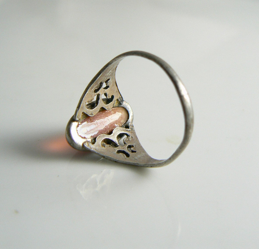 Antique Art Nouveau Sterling Silver Dragons Breath Filigree Ring - Vintage Lane Jewelry