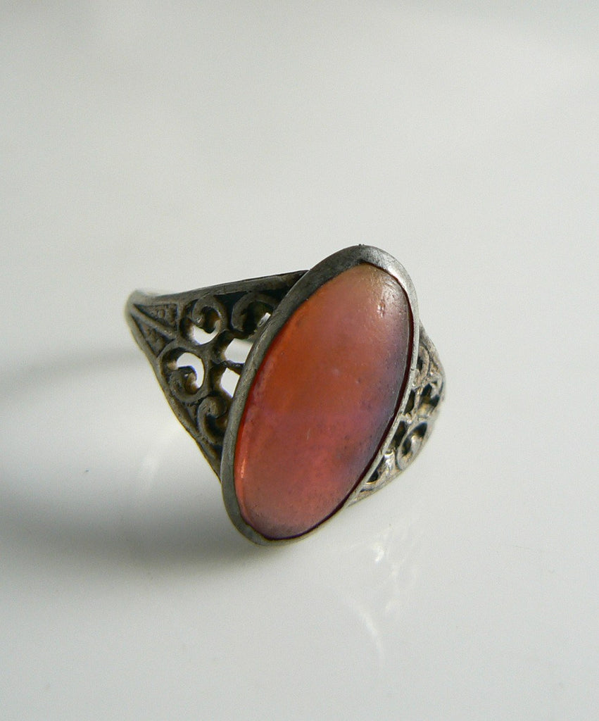Antique Art Nouveau Sterling Silver Dragons Breath Filigree Ring - Vintage Lane Jewelry