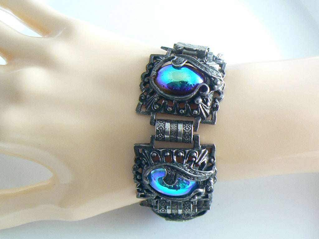Judy Lee Chunky Carnival Glass Dragon's Breath Bracelet