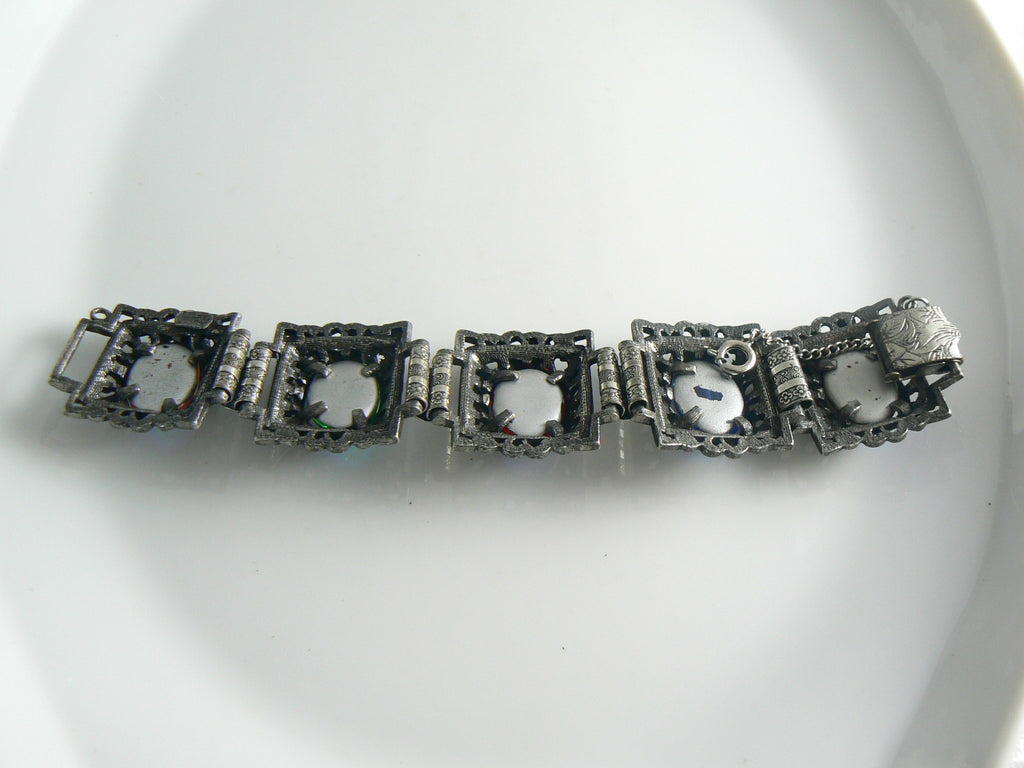 Judy Lee Chunky Carnival Glass Dragon's Breath Bracelet - Vintage Lane Jewelry