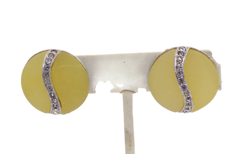 Hattie Carnegie Pale Yellow Glass Demi Parure - Vintage Lane Jewelry