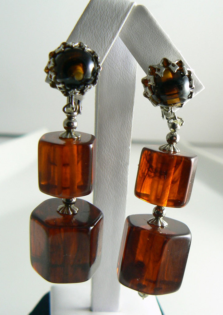 Castlecliff Root Beer Bakelite Earrings