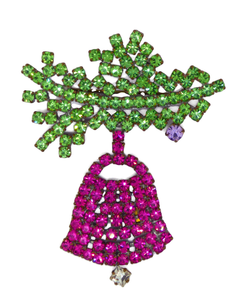 Christmas Bell Pink Czech Glass Bijoux mg