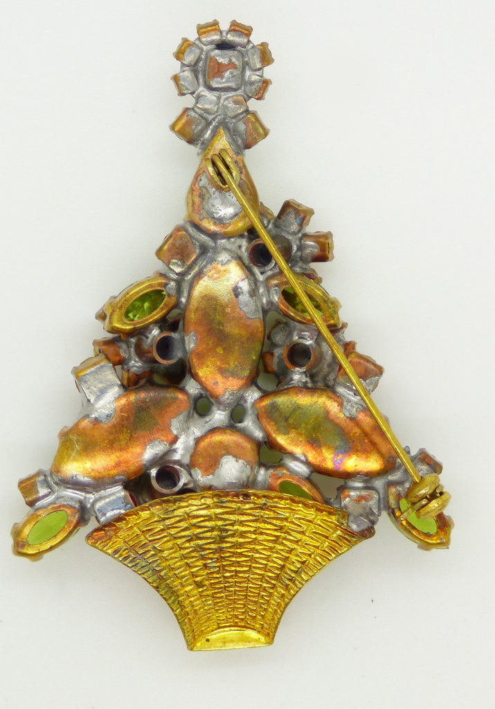 Czech Glass Christmas Flower Tree Pin, xmas pin. holiday brooch - Vintage Lane Jewelry