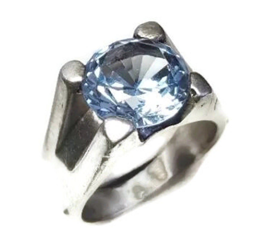 Men's Sterling Silver Blue Topaz Ring, Size 10