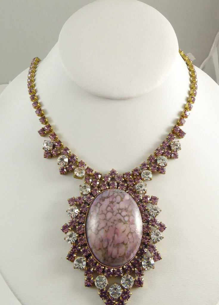 Husar D Czech Glass Pink Statement Necklace