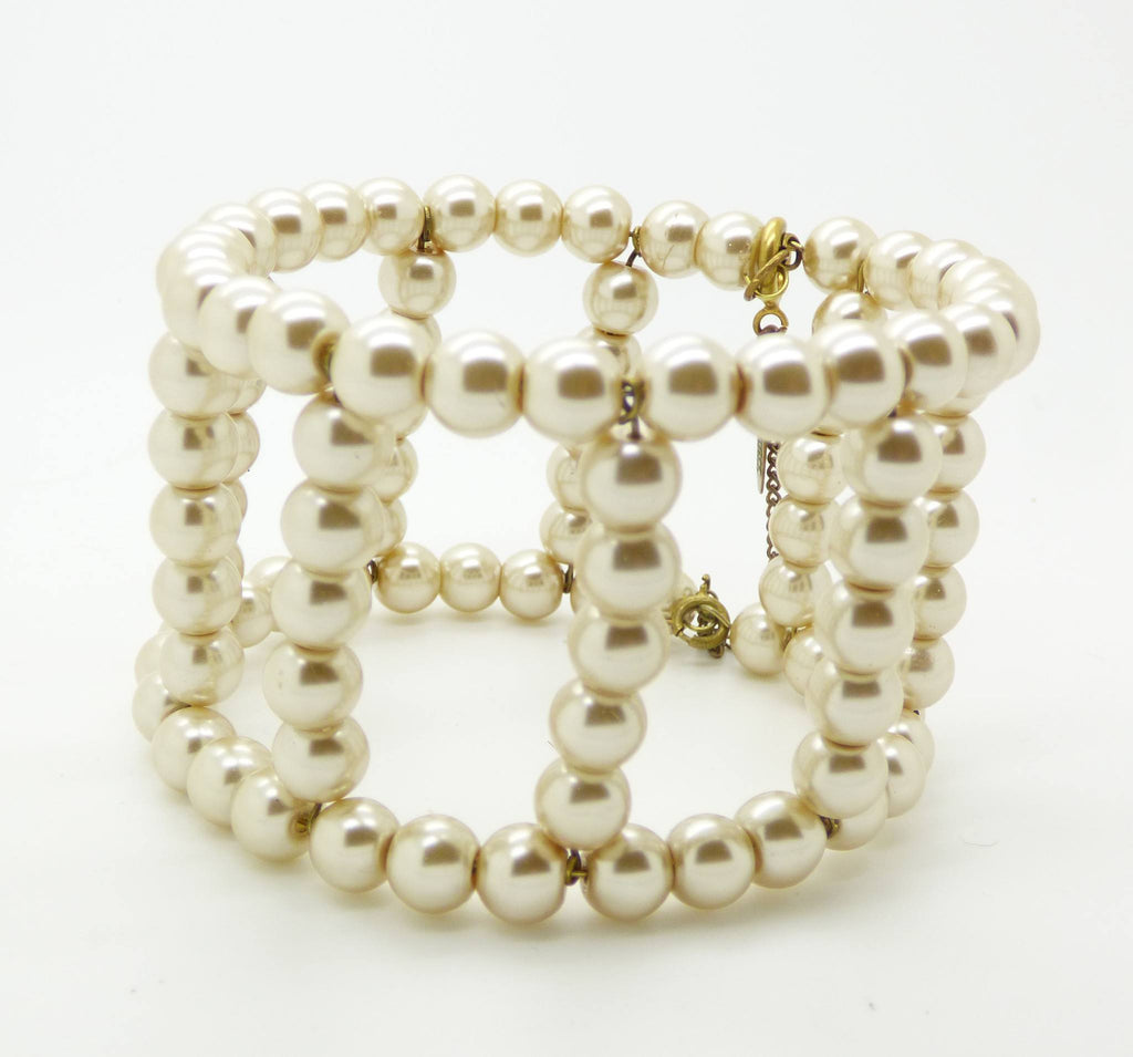 Vintage Miriam Haskell Glass Pearl Bracelet, Large Bracelet