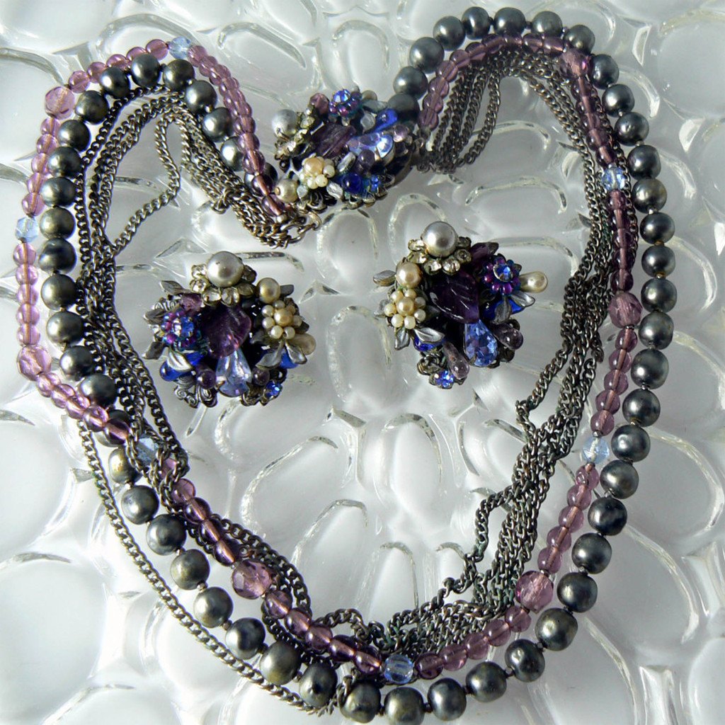 Vintage Shades Of Gray And Purple Signed Eugene Set