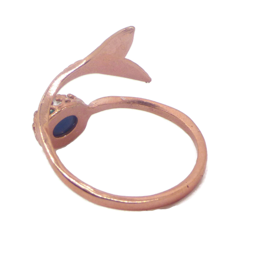 Rose Vermeil Adjustable Mermaid Tail Mood Ring - Vintage Lane Jewelry