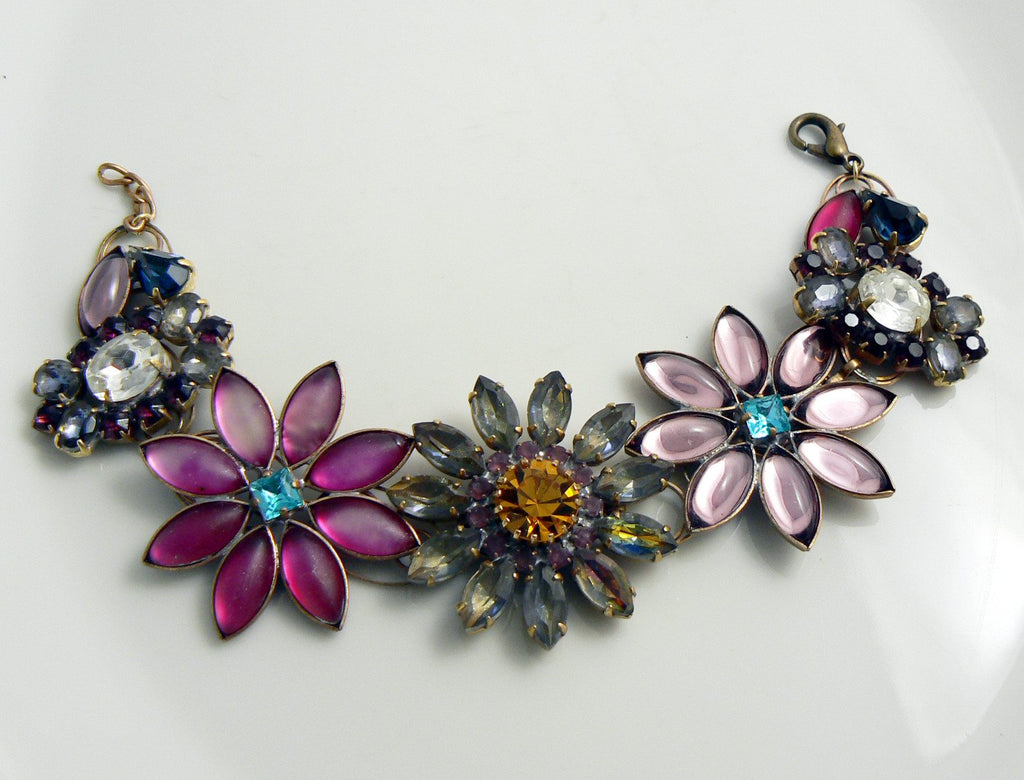 Czech Glass Purple Flower Power Bracelet