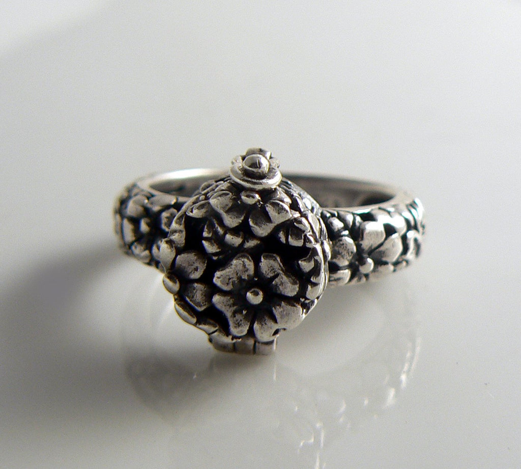 Sterling Silver Forget Me Not Poison Ring