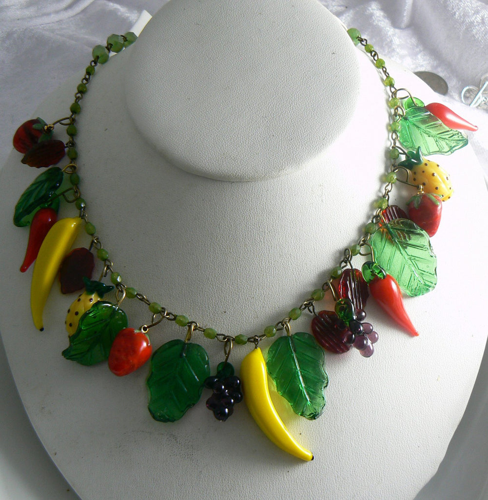 Glass Fruit And Red Peppers Necklace