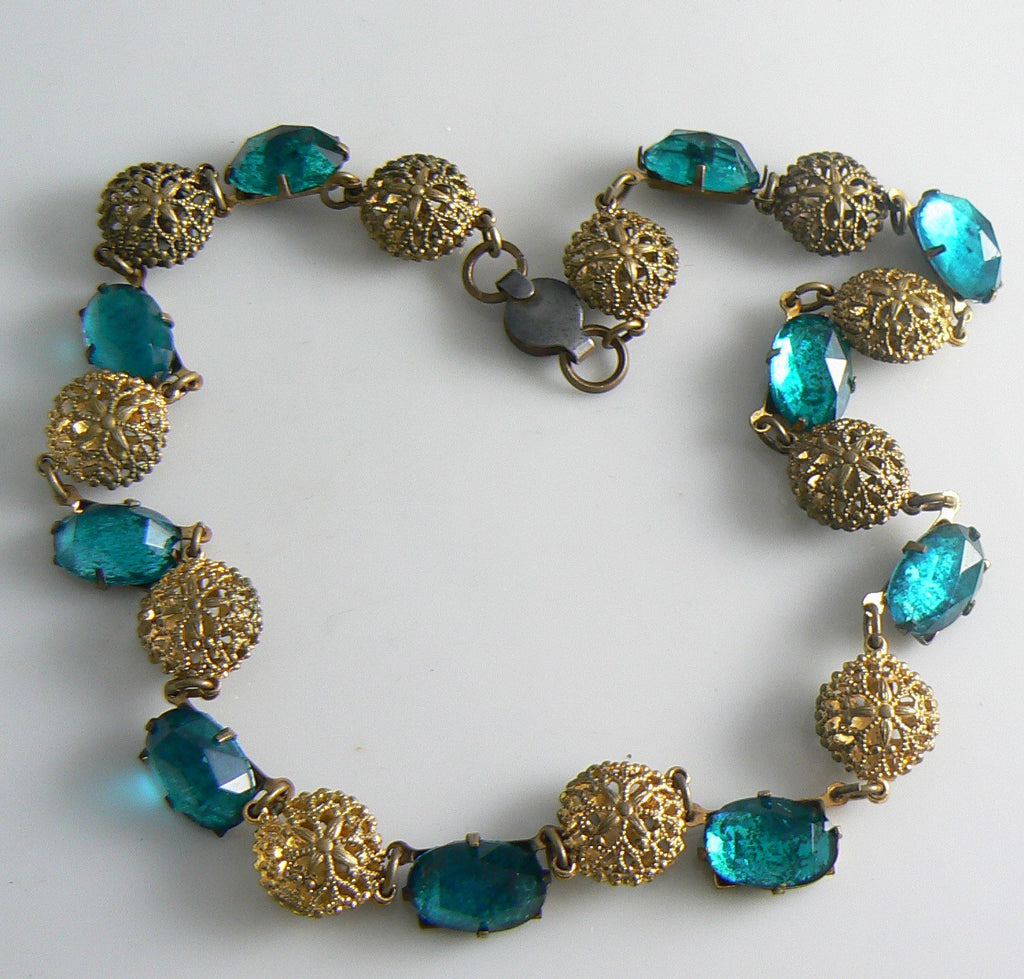 Vintage Art Deco Brass Filigree Choker