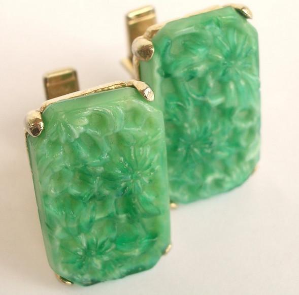 Large Molded Peking Glass Cufflinks