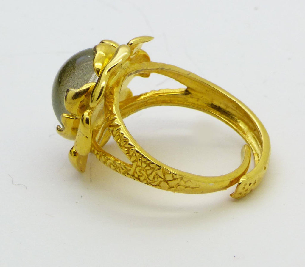Mood Ring Gold Rose 10mm Mood Stone Ring, adjustable - Vintage Lane Jewelry