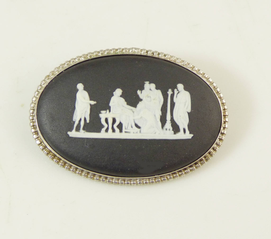 Wedgwood Black Jasperware Oval Pin