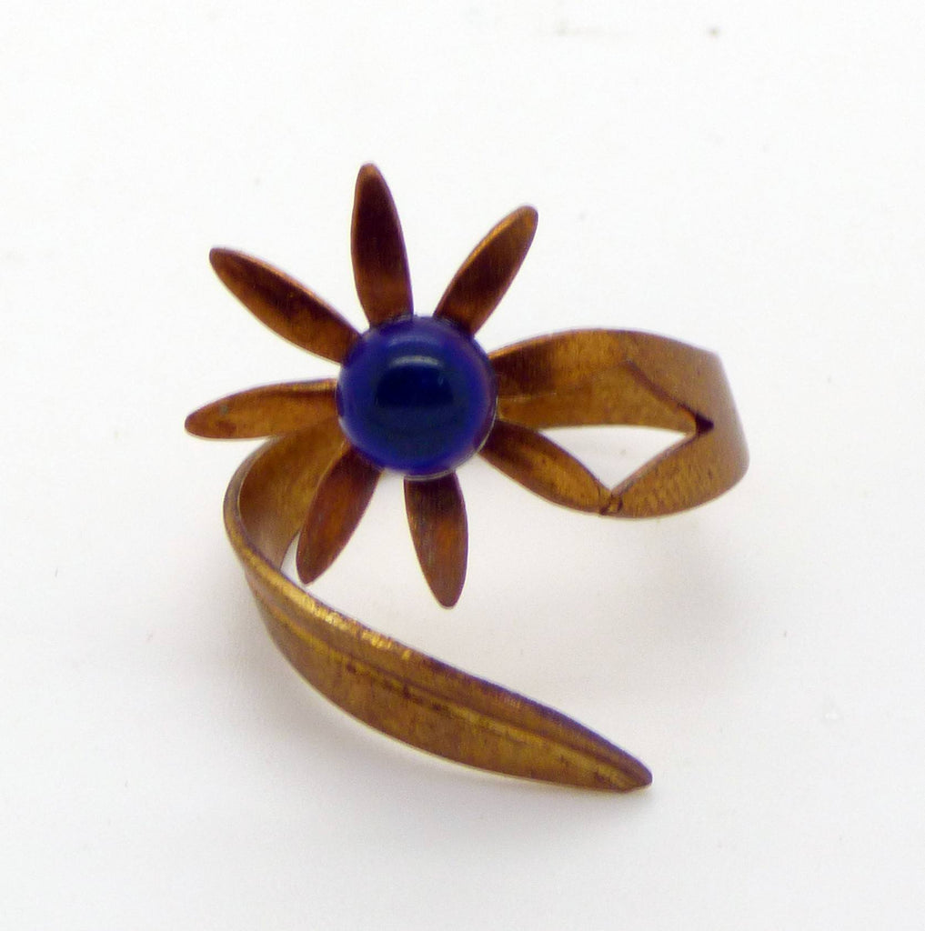 Brass Wrap Around Adjustable Flower Mood Ring