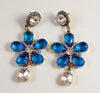 Blue Flower Dangle Czech Glass Pierced Style Earrings - Vintage Lane Jewelry