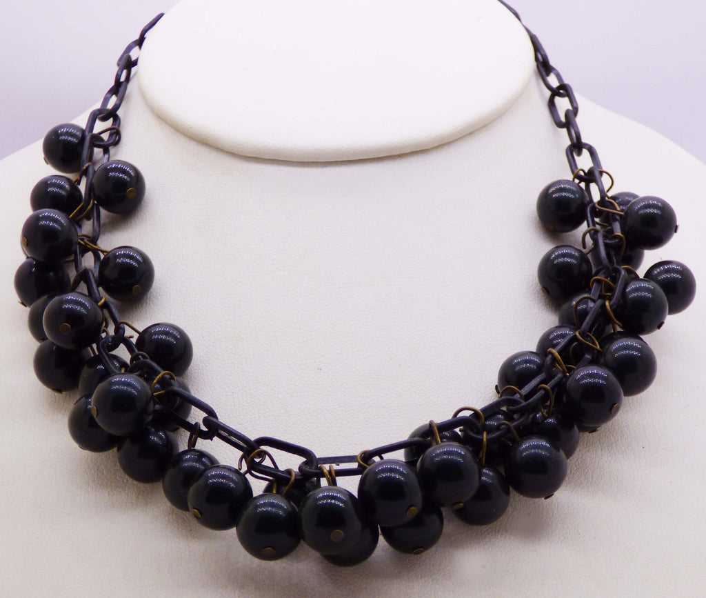 Art Deco Black Bakelite Beaded Mourning Necklace