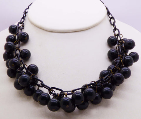 Miriam Haskell Long Oval Baroque Glass Pearl Necklace
