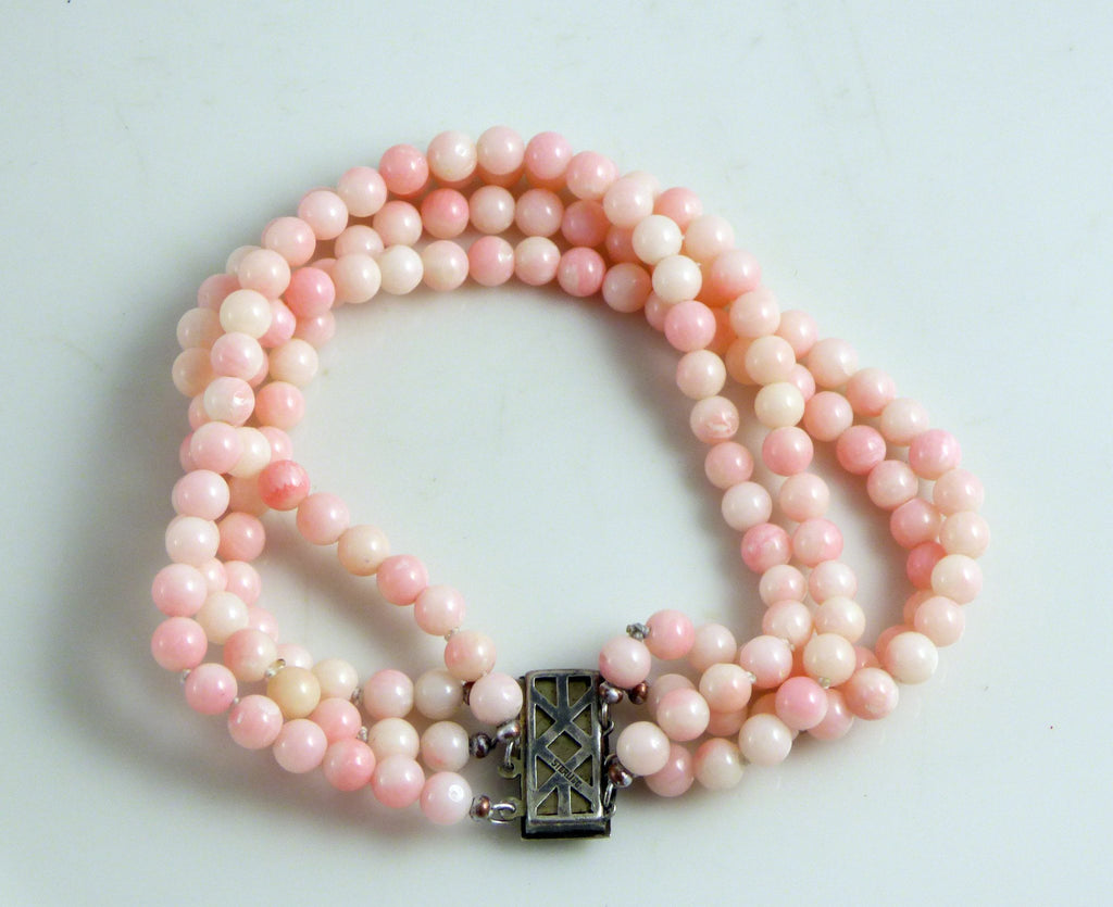 Angel Skin Coral 4 Strand Bracelet - Vintage Lane Jewelry