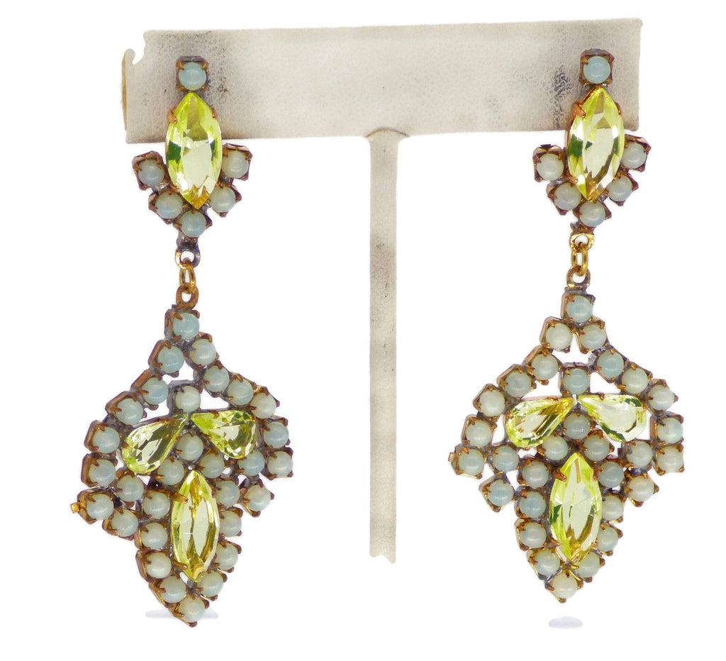 Husar D Vaseline Uranium Czech Glass Pierced Style Earrings