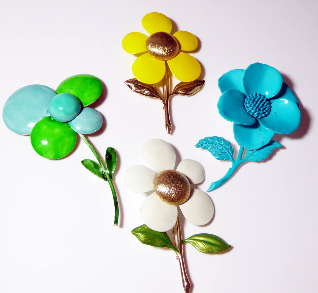 Weiss and Sarah Coventry Enamel Flower Pins