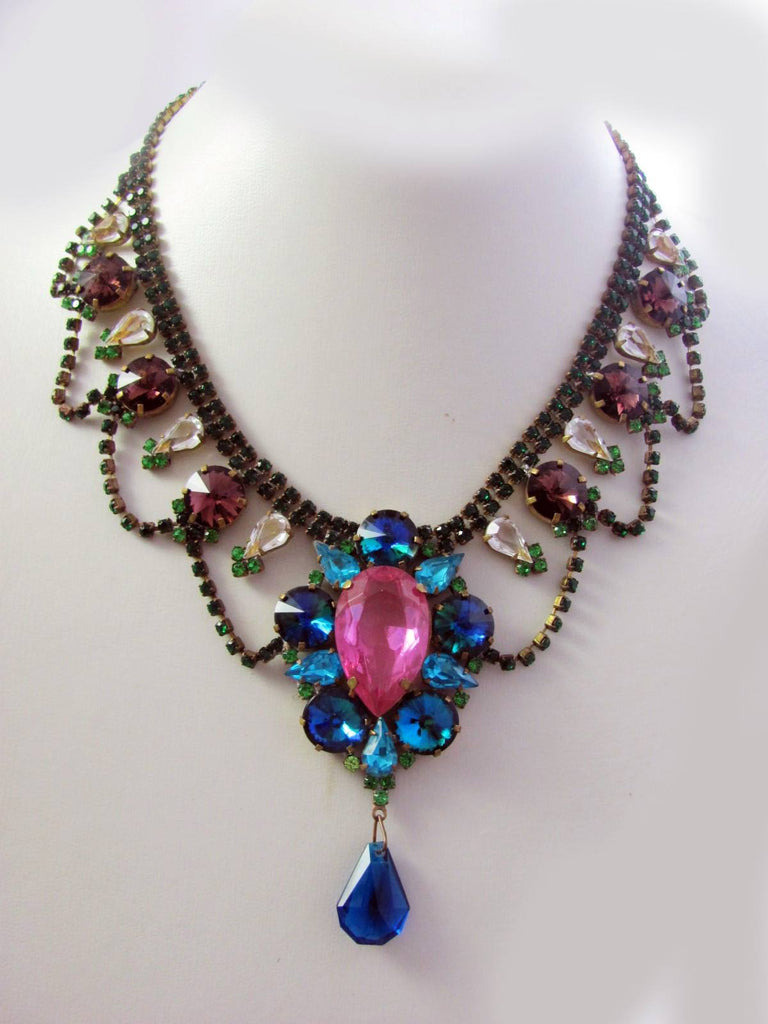Husar D Czech Rhinestone Multicolored Czech Glass Necklace
