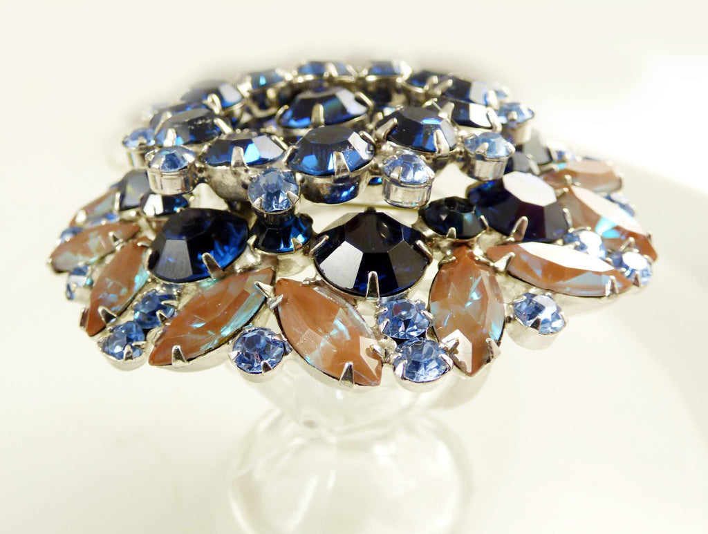 Juliana Huge Saphiret Art Glass Brooch - Vintage Lane Jewelry