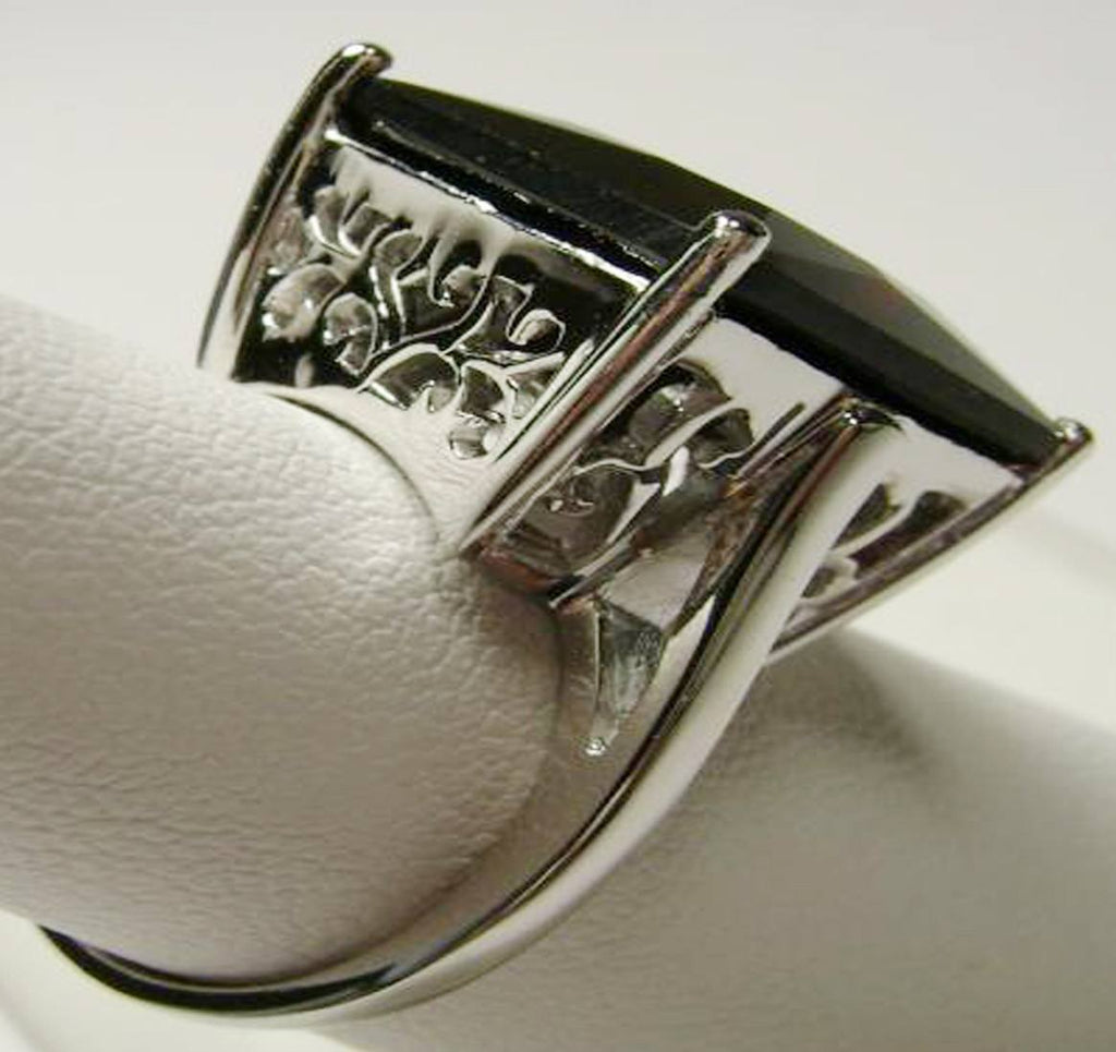 Garnet Zirconia 12 ct Sterling Silver Filigree Ring, Size 6.5 - Vintage Lane Jewelry