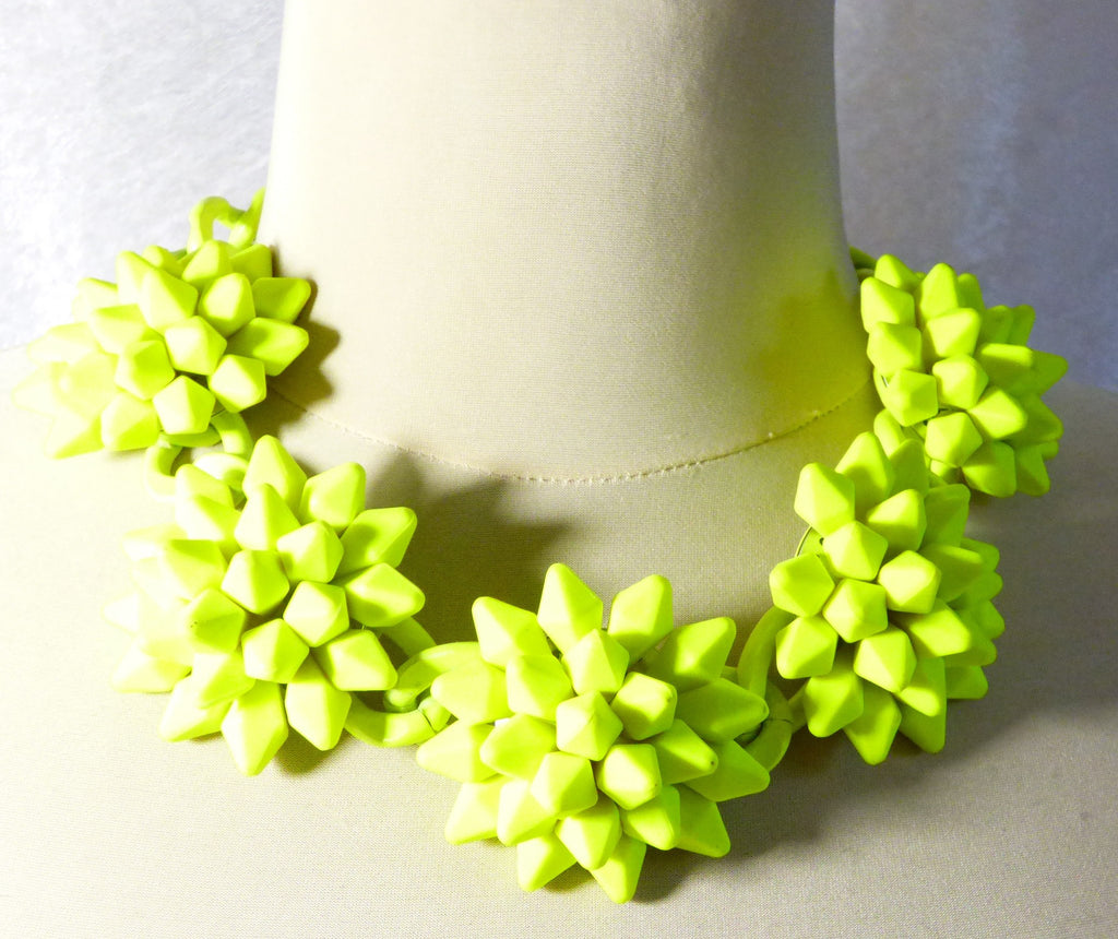 Neon Yellow Enamel Huge Cluster Necklace