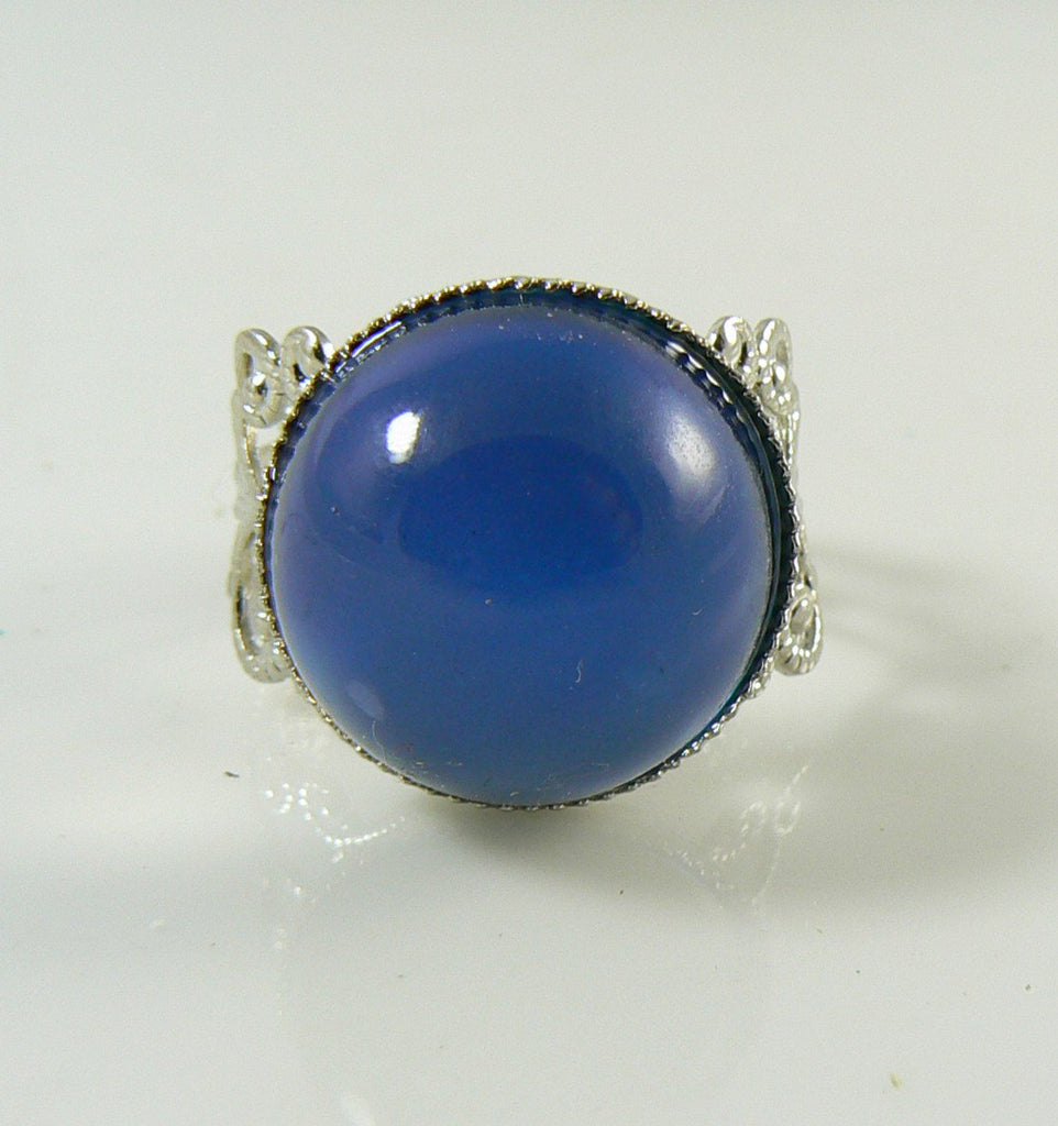 Mood Ring Silver over Brass Round Stone