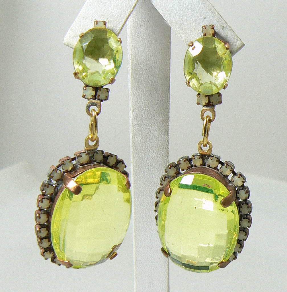Czech Vaseline Uranium Glass Earrings