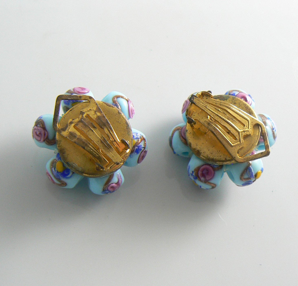 Venetian Wedding Cake Aqua Blue Necklace Earring Set - Vintage Lane Jewelry