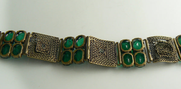 Vintage Green Jade and Brass Bracelet — Doretta Designs